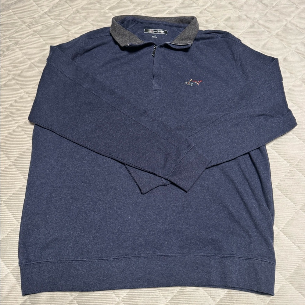 Greg Norman Collection Navy Blue W/ Gray Accent Collar Pullover Men’s Large